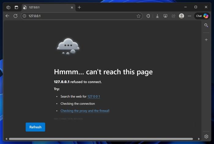Connection reset in Microsoft dge