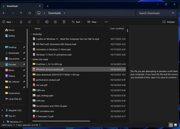 File Explorer preview pane error