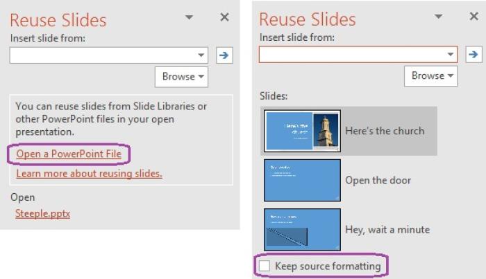 How to reuse slides in PowerPoint