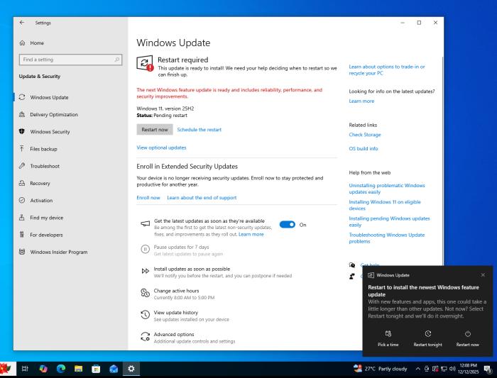 Windows 11 25H2更新已在Windows 10電腦上下載完成