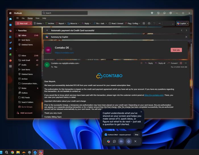 Copilot share screen mode on Windows 11
