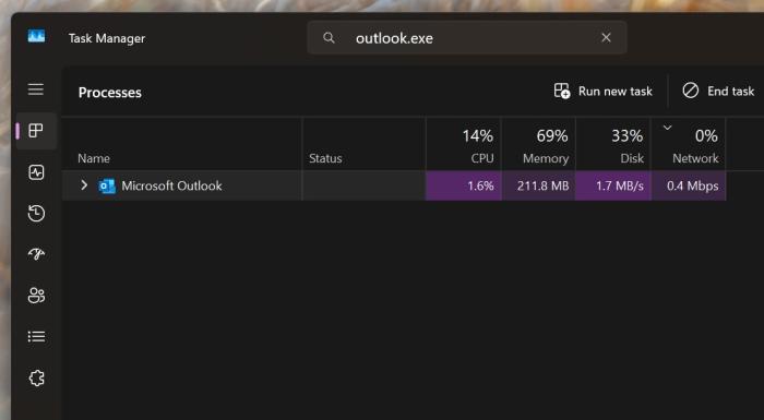 Outlook.exe in Task Manager